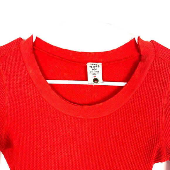 FREE PEOPLE long sleeve thermal shirt, Orange, long sleeves, size Medium, casual - Picture 4 of 5